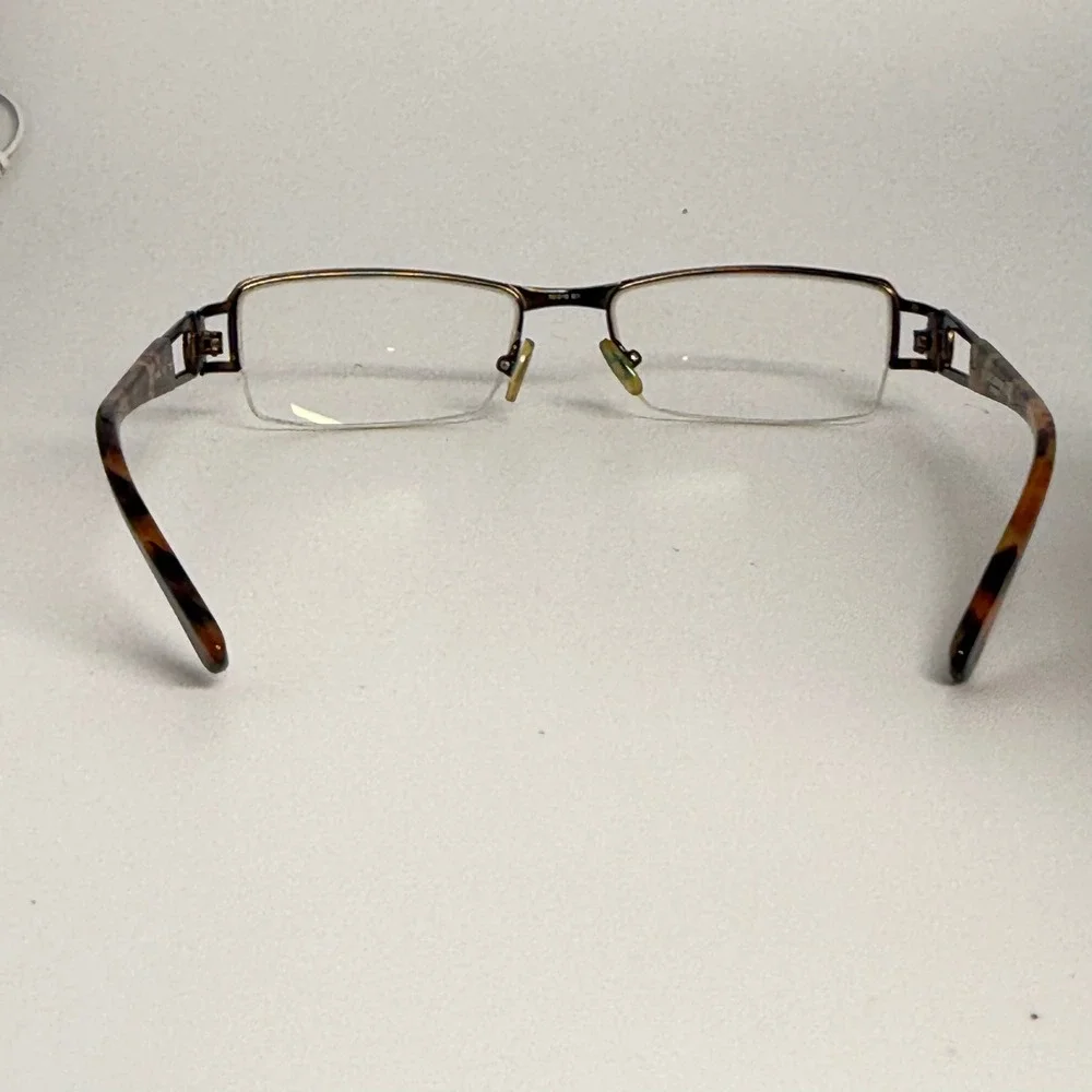 Liz Claiborne L351 Bronze Tortoise Rectangular Semi Rimless Eyeglasses 53-18
